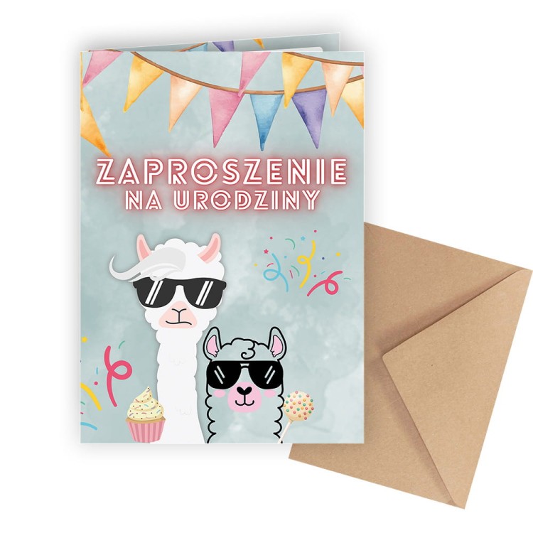 Zaproszenia dla Dzieci Lamy WB_59 Eko Koperta