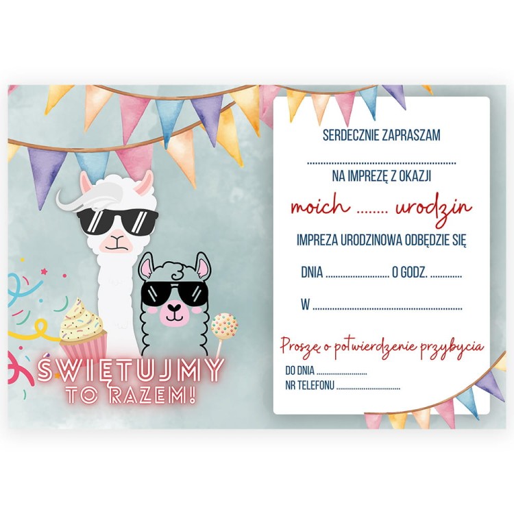 Zaproszenia dla Dzieci Lamy WB_59 Srodek