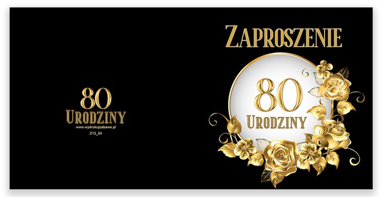 Zaproszenia na 80 Urodziny Szyk  Z13_04 Przod