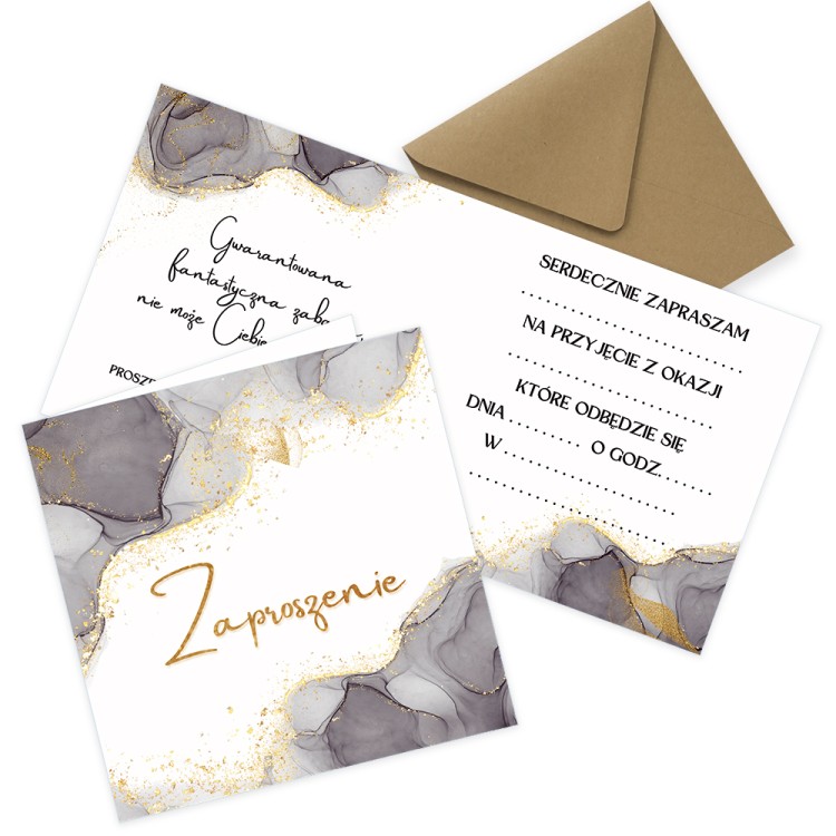 Zaproszenia Ogolne Czarno Zlote Z11_40 Eko Koperta
