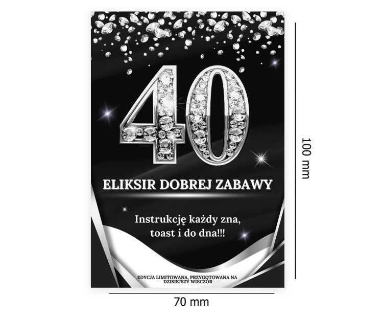 Naklejki na Butelki na 40 Diamentowe - 10 sztuk NAK_120 Rozmiar