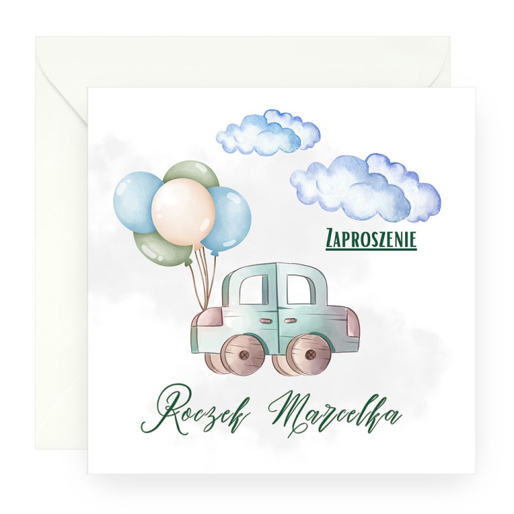 Zaproszenia Personalizowane na Roczek Autko D13_02