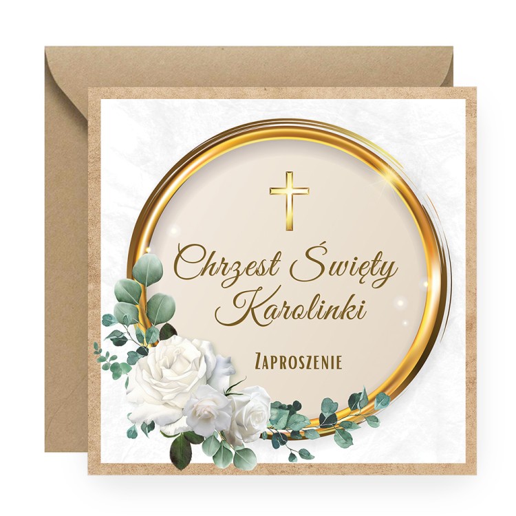 Zaproszenia Personalizowane na Chrzest Stokrotki eko koperta