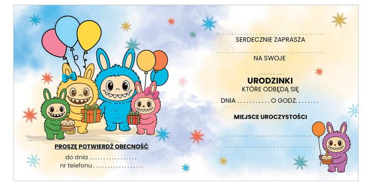 Zaproszenia dla Dzieci na Urodziny LabooParty Z13_12 środek