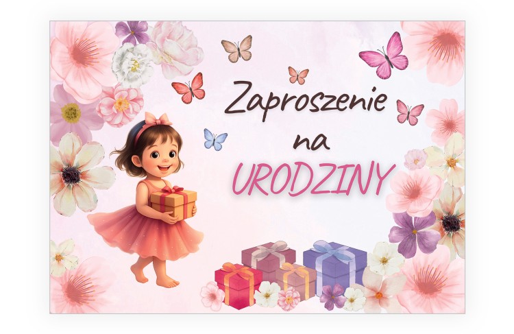 Zaproszenia dla Dzieci Motyle ZJB_05 przód