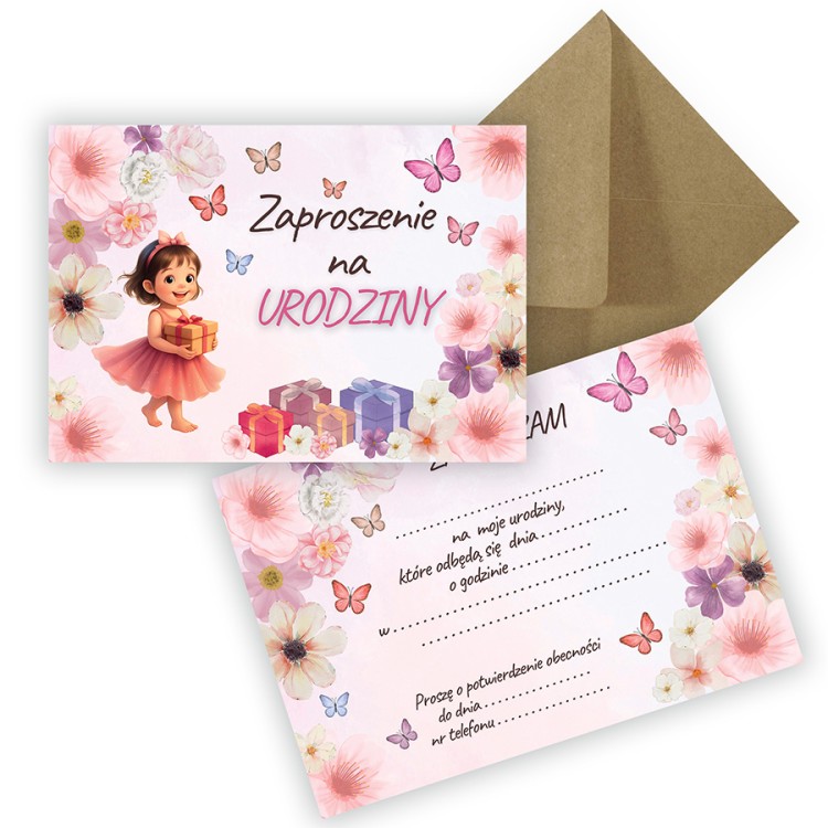 Zaproszenia dla Dzieci Motyle ZJB_05 Eko Koperta