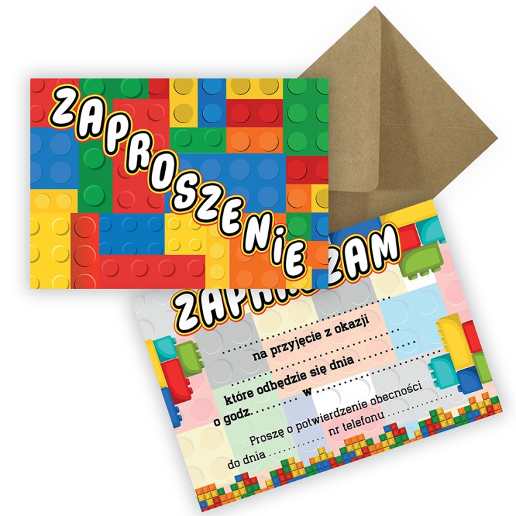 Zaproszenia dla Dzieci Lego ZJB_02 Eko Koperta