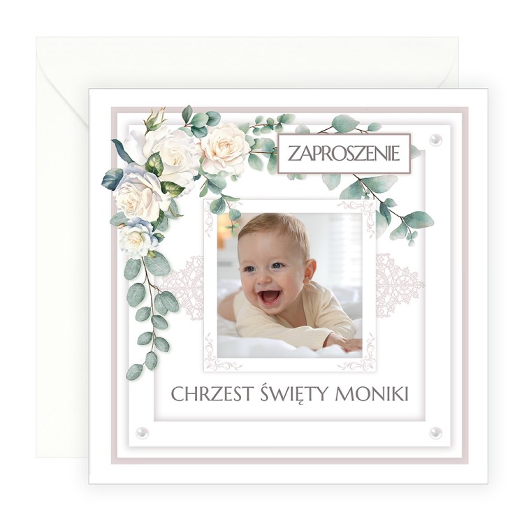 Zaproszenia Personalizowane na Chrzest Uśmiech ze zdjęciem D13_15