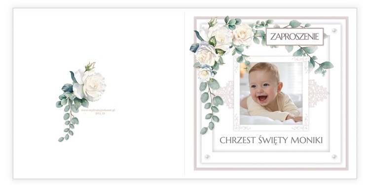 Zaproszenia Personalizowane na Chrzest Uśmiech ze zdjęciem D13_15 przód