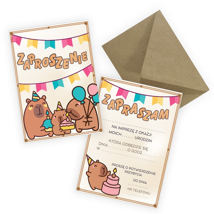 Zaproszenia dla Dzieci KapiParty Eko Koperta ZJB_06_ZE1