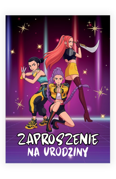 Zaproszenia dla Dzieci Łowczynie Demonów ZJB_08 przód