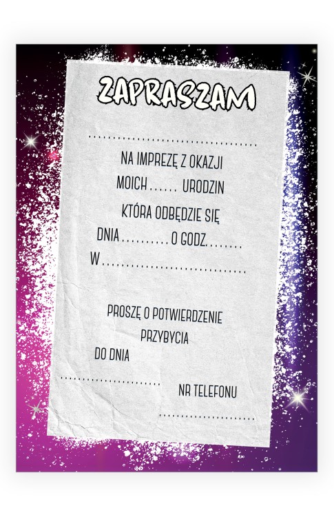 Zaproszenia dla Dzieci Łowczynie Demonów ZJB_08 tył