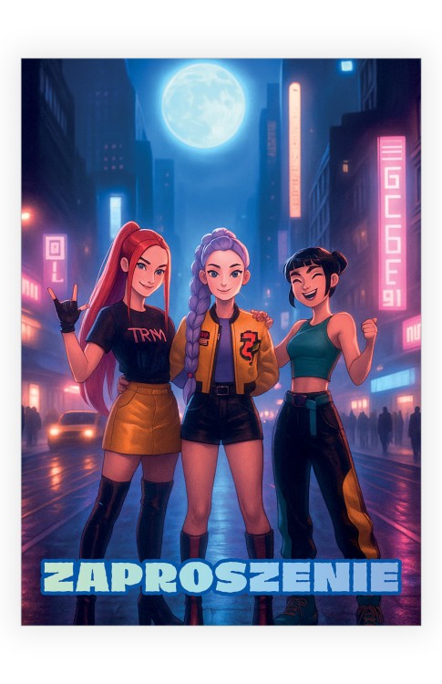 Zaproszenia dla Dzieci Łowczynie Demonów Nocą ZJB_09 przód