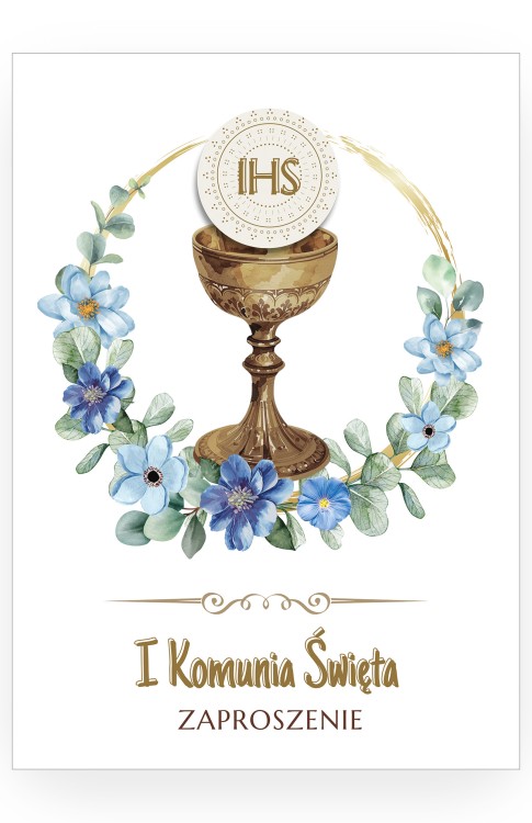 Zaproszenia na Komunię dla Chłopca Kielich ZJB_11 przód