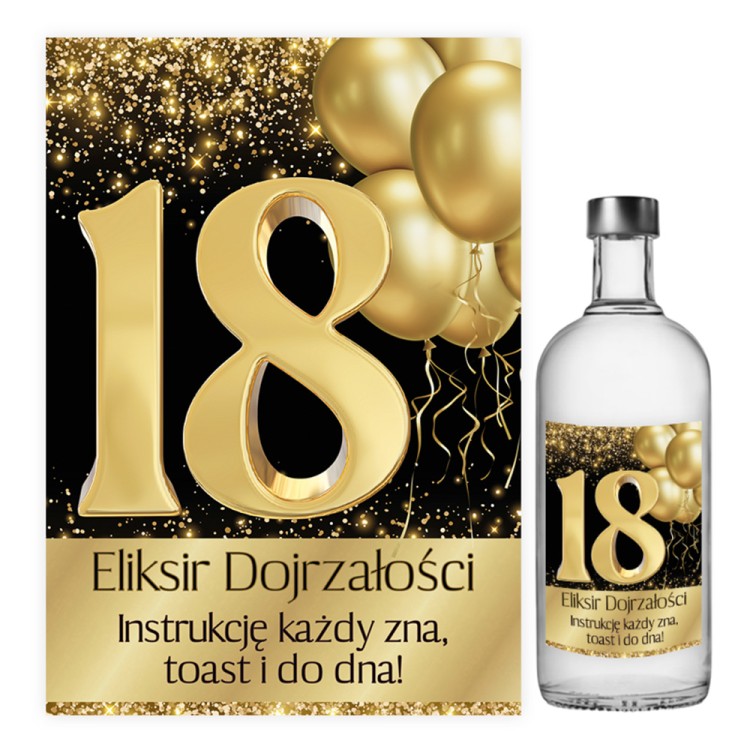 Naklejki na Butelki na 18 Urodziny Cyfra NAK_124