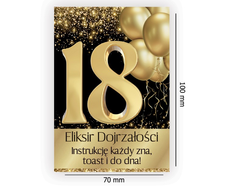 Naklejki na Butelki na 18 Urodziny Cyfra NAK_124 wymiary