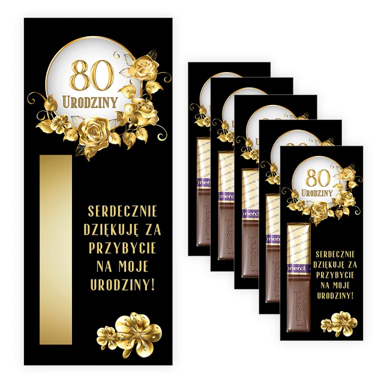 Podziękowania dla gości Merci na 80 Urodziny Szyk - 5 sztuk PDM_40