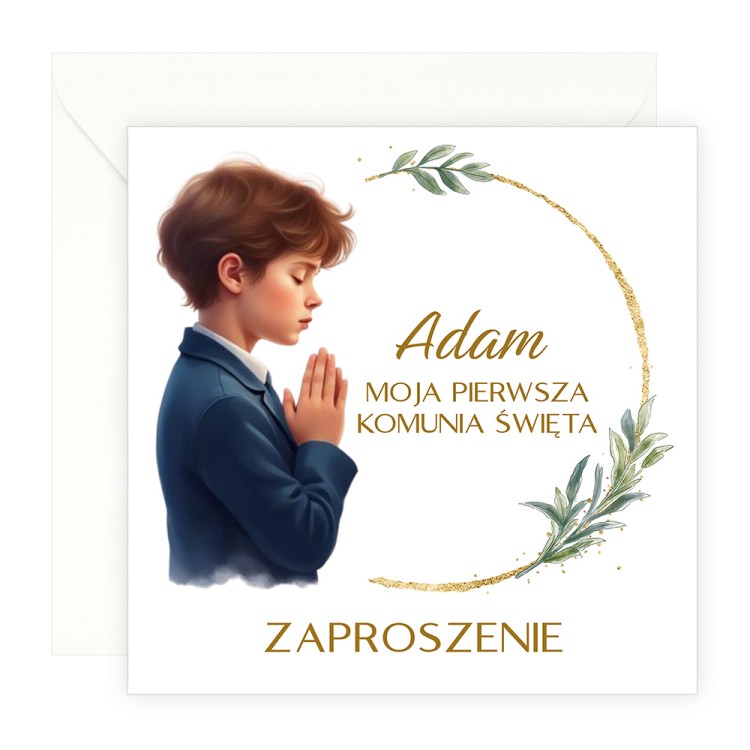 Zaproszenia Personalizowane na Komunię Stokrotka Chłopczyk D13_22
