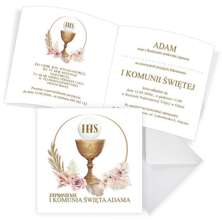 Zaproszenia Personalizowane na Komunię Harmonia D13_23 komplet