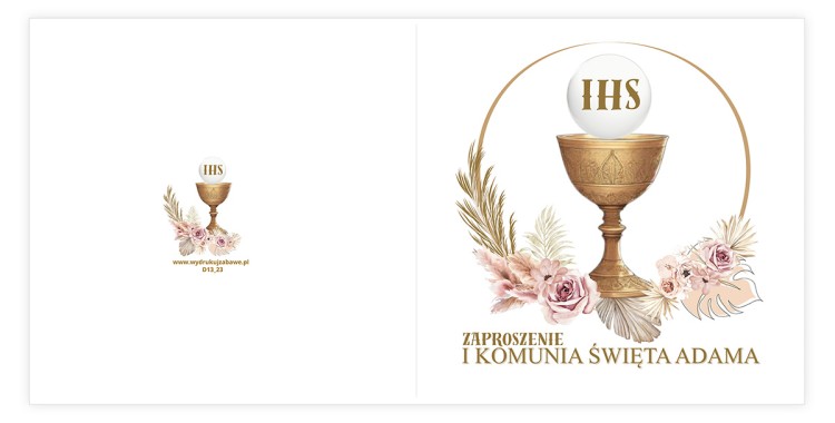 Zaproszenia Personalizowane na Komunię Harmonia D13_23 przód