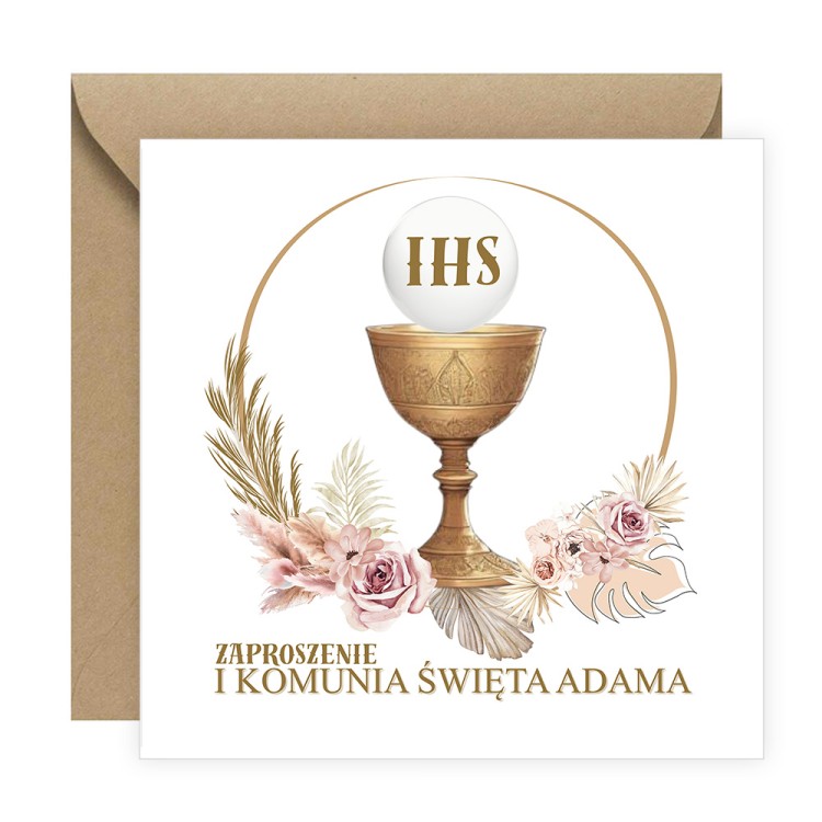 Zaproszenia Personalizowane na Komunię Harmonia Eko Koperta D13_23_ZE1