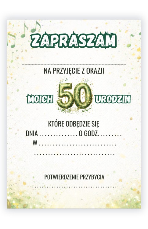 Zaproszenia na 50 Urodziny Szalone ZJB_16 przód tył