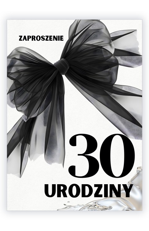 Zaproszenia na 30 Urodziny Czarna Kokarda 30 ZJB_19 przód