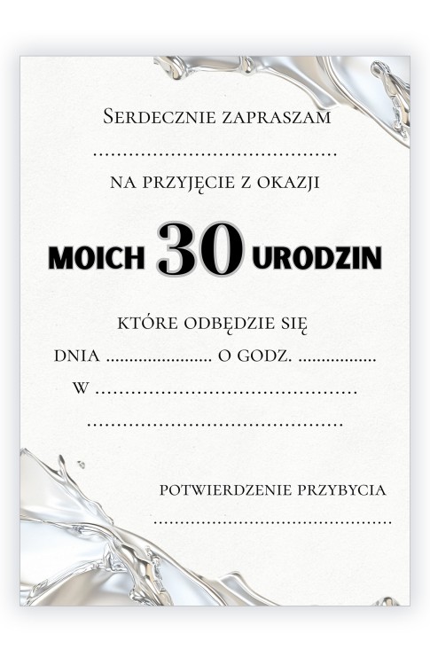Zaproszenia na 30 Urodziny Czarna Kokarda 30 ZJB_19 tył