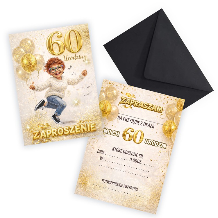 Zaproszenia na 60 Urodziny Klasa Czarna Koperta ZJB_21_ZC1