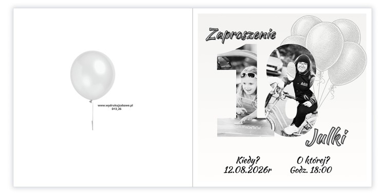 Zaproszenia Personalizowane na 18 Urodziny Wspomnienia ze zdjęciami D13_26 przód