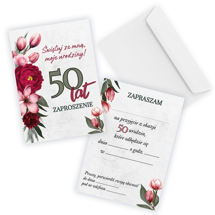 Zaproszenia na 50 Urodziny Róża ZJB_22