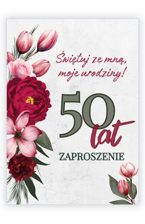 Zaproszenia na 50 Urodziny Róża ZJB_22 przód
