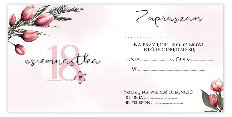 Zaproszenia na 18 Urodziny Wiśnia Z11_46 środek