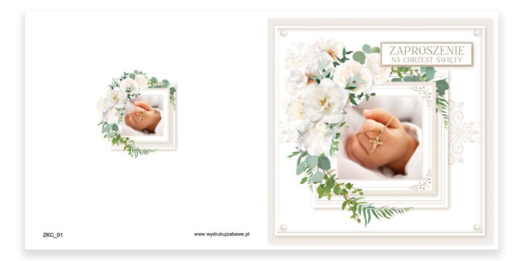 Zaproszenia na Chrzest Swiety Raczka z Krzyzykiem ZKC_01 Przod