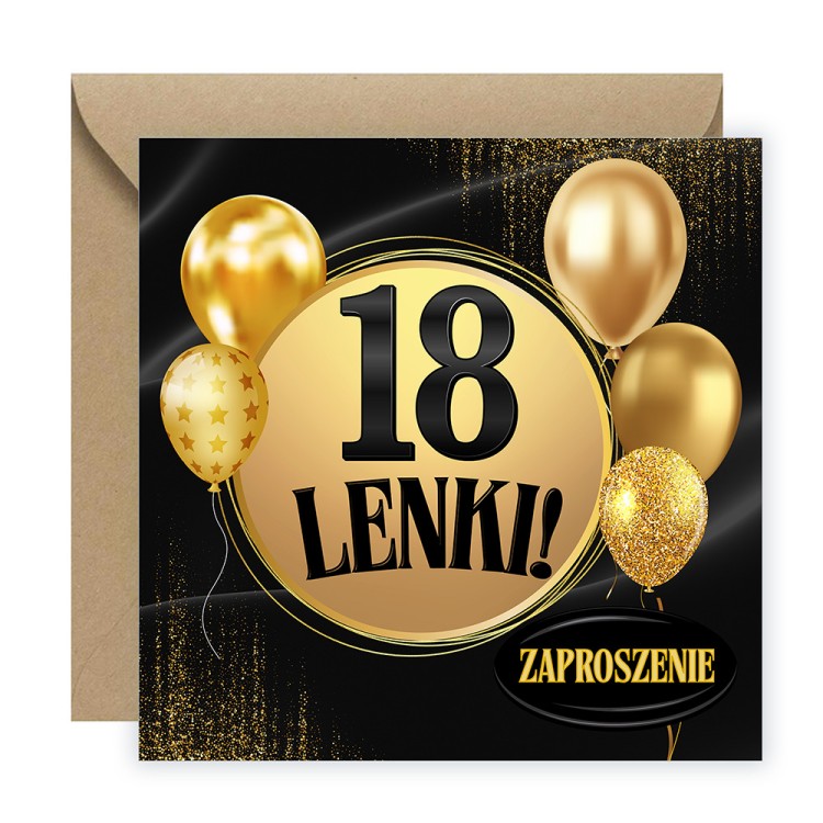 Zaproszenia Personalizowane na Urodziny Złote Balony eko koperta