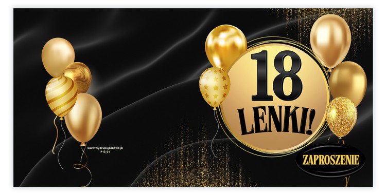 Zaproszenia Personalizowane na Urodziny Złote Balony przod