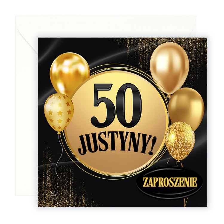 Zaproszenia Personalizowane na 50 Urodziny Złote Balony