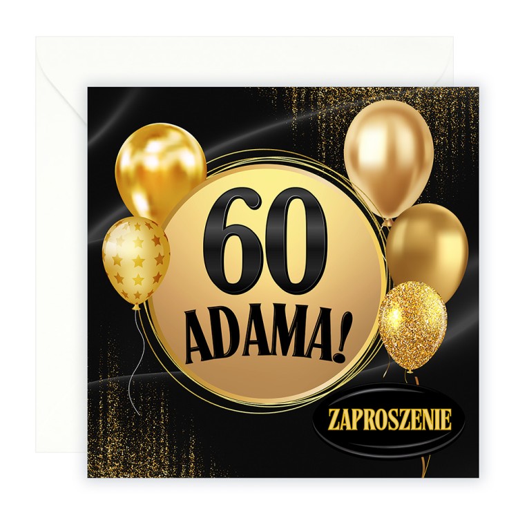 Zaproszenia Personalizowane na 60 Urodziny Złote Balony