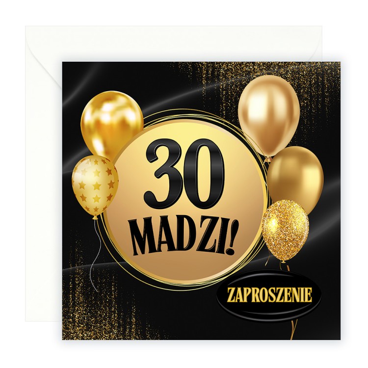 Zaproszenia Personalizowane na 30 Urodziny Złote Balon