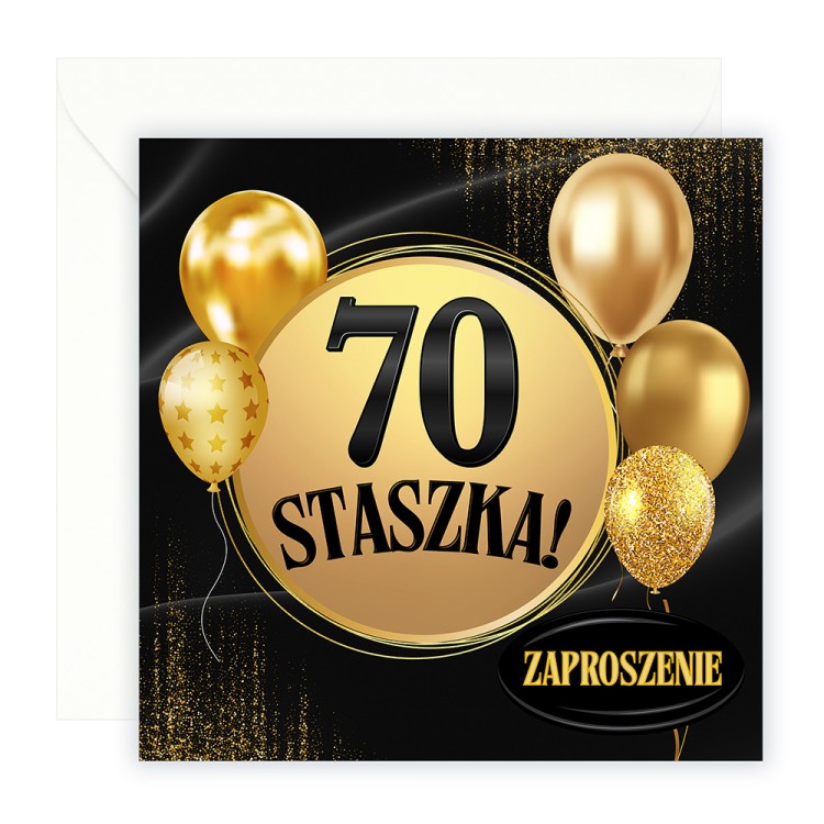 Zaproszenia Personalizowane na 70 Urodziny Złote Balony