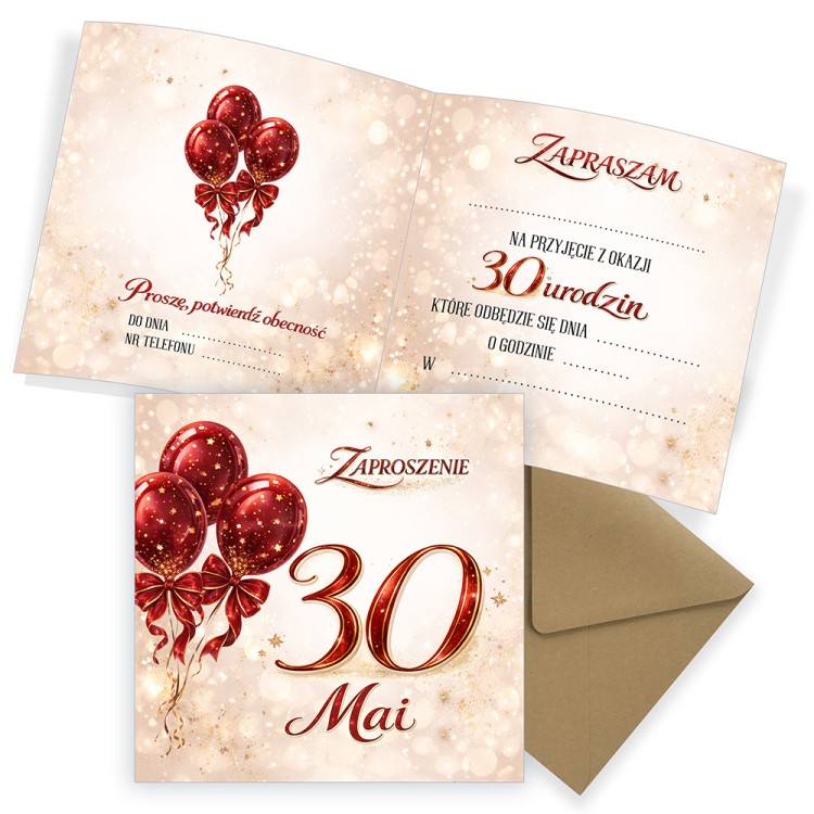 Zaproszenia Personalizowane na 30 Urodziny Baśń Eko Koperta komplet