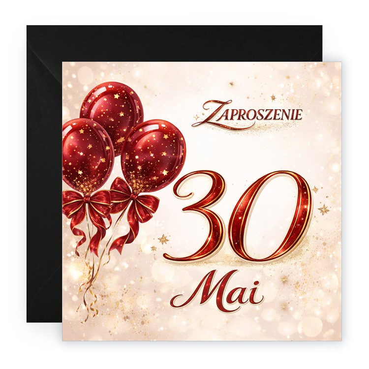 Zaproszenia Personalizowane na 30 Urodziny Baśń Czarna Koperta