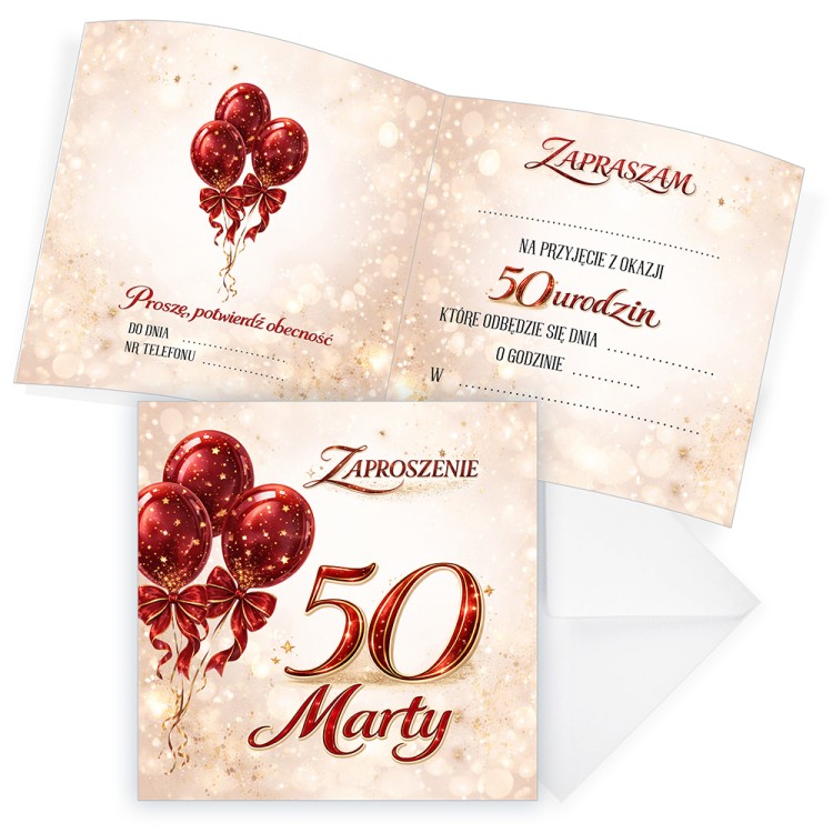 Zaproszenia Personalizowane na 50 Urodziny Baśń komplet