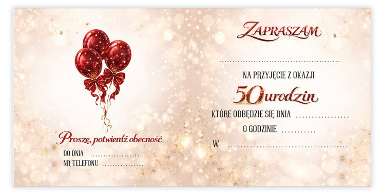 Zaproszenia Personalizowane na 50 Urodziny Baśń środek