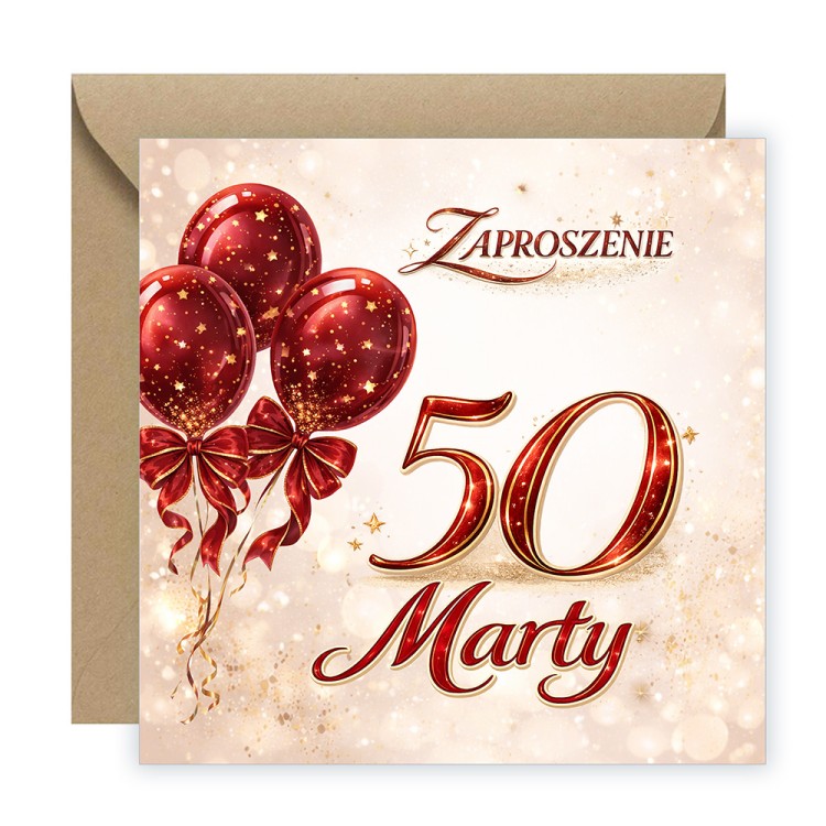Zaproszenia Personalizowane na 50 Urodziny Baśń Eko Koperta
