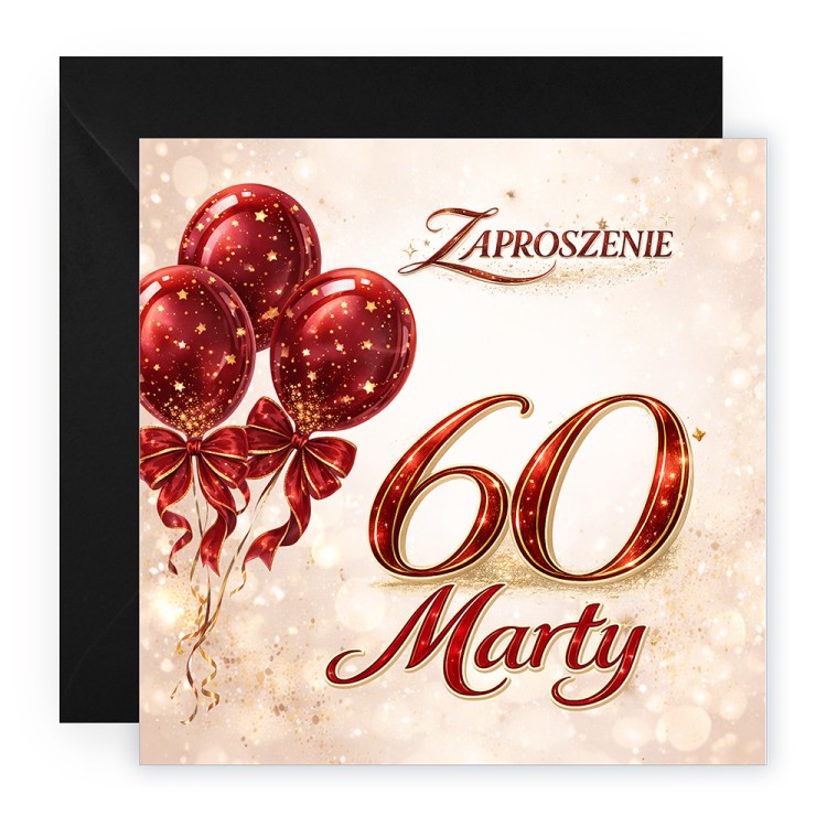 Zaproszenia Personalizowane na 60 Urodziny Baśń Czarna Koperta