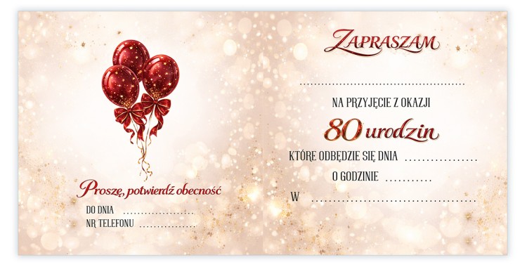 Zaproszenia Personalizowane na 80 Urodziny Baśń środek