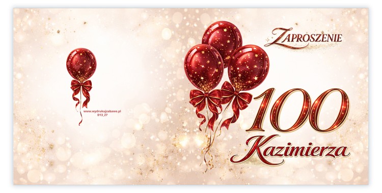 Zaproszenia Personalizowane na 100 Urodziny Baśń przód