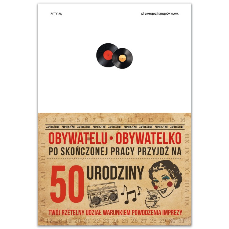 Zaproszenia na 50 Urodziny PRL WB_32 Przod