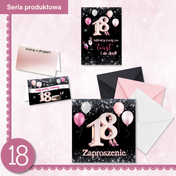 Zaproszenia na 18 Urodziny Rozowe szpilki Z13_05 seria  produktowa